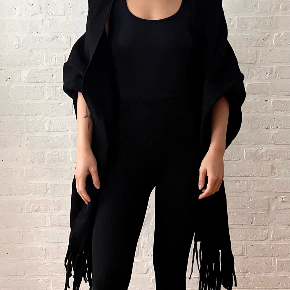 Black wool shawl scarf pashmina